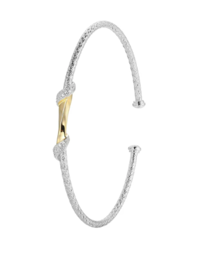 Sterling Silver and Yellow Gold Plated Cubic Zirconia Twist Cuff Bracelet