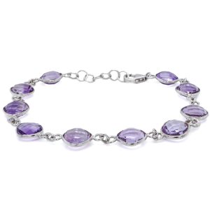 Sterling Silver Amethyst Bezel Bracelet