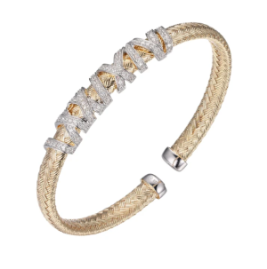 Sterling Silver Yellow Gold Plated Cubic