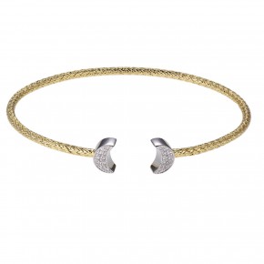Sterling Silver Yellow Gold Plated Cubic Zirconia Moon Cuff