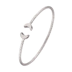 Sterling SIlver Rhodium Plated Cubic Zirconia Moon Cuff