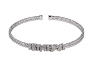 Sterling Silver Rhodium Plated Cubic Zirconia Wrap Cuff