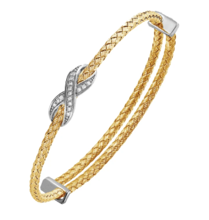 Sterling Silver Yellow Gold Plated Cubic Zirconia Infinity Expandable Bangle Bracelet