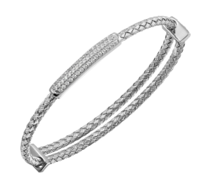 Sterling Silver Cubic Zirconia Bar Expandable Bracelet