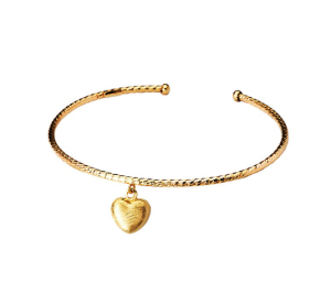 Sterling Silver Yellow Gold Plated Heat Dangle Cuff Bracelet