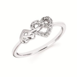 Sterling Silver Diamond Heart Knot Ring