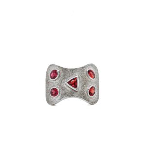 Sterling Silver Red-Orange Sapphire Ring