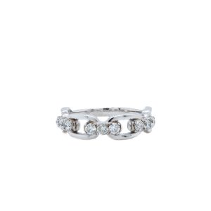 Sterling Silver Lab Grown Diamond Chain Link Band