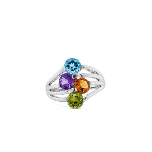 Sterling Silver Multi-Colored Gem Ring