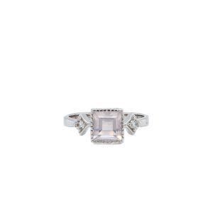 Sterling Silver Rose Quartz and White Topaz Ring