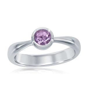 Sterling Silver Amethyst Bezel Ring