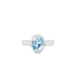 Sterling Silver Blue Topaz Oval Ring