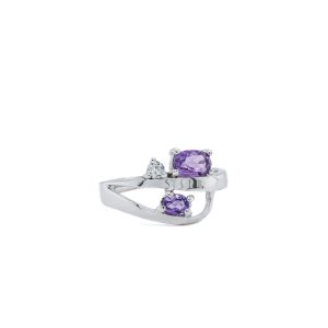 Sterling Silver Amethyst and White Topaz Ring