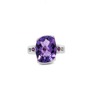Sterling Silver Amethyst and Rhodolite Garnet Ring