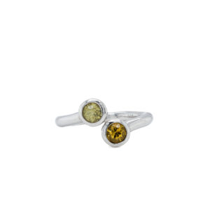 Sterling Silver Yellow Sapphire Bezel Bypass Ring
