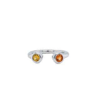 Sterling Silver Orange and Yellow Sapphire Open Ring