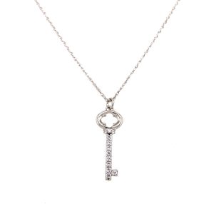 Sterling Silver Cubic Zirconia Key Pendant