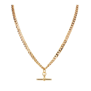 Sterling Silver Yellow Gold Plated Curb Chain Toggle Pendant