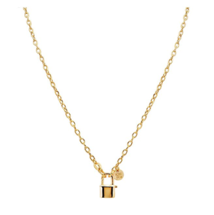 Sterling Silver Yellow Gold Plated Lock Necklace