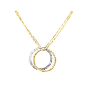 Sterling Silver and Yellow Gold Plated Double Circle Pendant