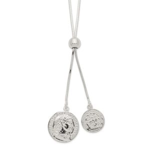 Sterling Silver Coin Bolo Necklace