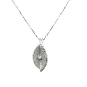 Sterling Silver Diamond Leaf Pendant