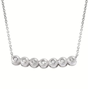 Sterling Silver Diamond Bezel Bar Necklace