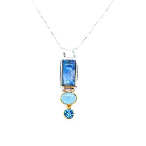 Sterling Silver and 22k Yellow Gold Vermeil Multi-Stone Pendant