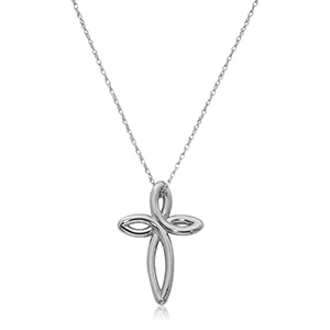 Sterling Silver Open Freeform Cross Pendant Necklace