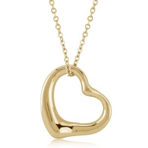 Sterling Silver Yellow Gold Vermeil Open Heart Pendant