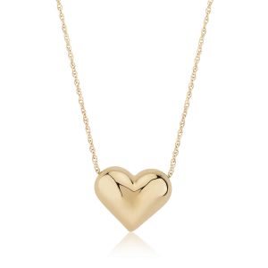 Sterling Silver Yellow Gold Vermeil Puffed Heart Pendant