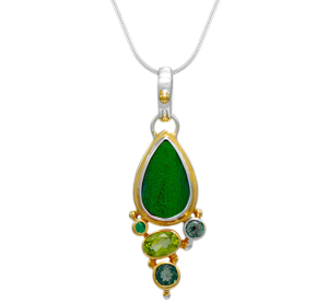 Sterling Silver and 22k Yellow Gold Vermeil Beetle Wing Pendant