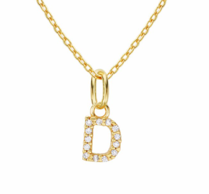 Sterling Silver Yellow Gold Plated Cubic Zirconia "D" Initial Pendant