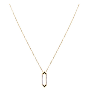 Sterling Silver Yellow Gold Plated Cubic Zirconia Hexagon Pendant
