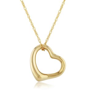 Sterling Silver Yellow Gold Vermeil Open Heart Necklace