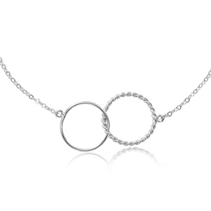 Sterling Silver Double Ring Interlocking Necklace