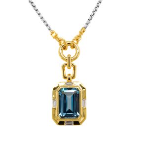 Sterling Silver 18k Yellow Gold Plated Lab-Grown Blue Spinel Pendant