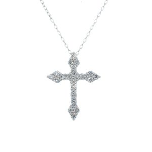 Sterling Silver Lab Grown Diamond Gothic Cross Pendant