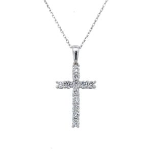 Sterling Silver Lab Grown Diamond Cross Pendant