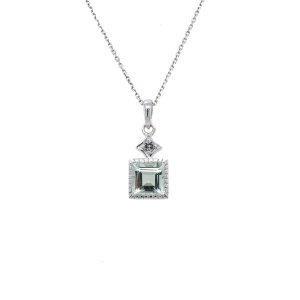 Sterling Silver Green Amethyst and White Topaz Pendant