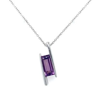 Sterling Silver Amethyst Asymmetrical Pendant