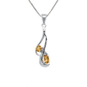 Sterling Silver Citrine and White Topaz Pendant