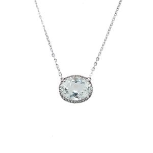 Sterling Silver Green Amethyst and White Topaz Pendant