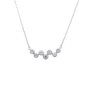 Sterling Silver Lab Grown Diamond Bezel Necklace
