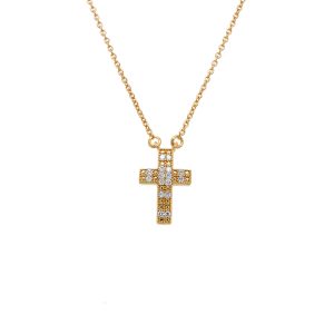 Sterling Silver Yellow Gold Vermeil Diamond Cross Pendant