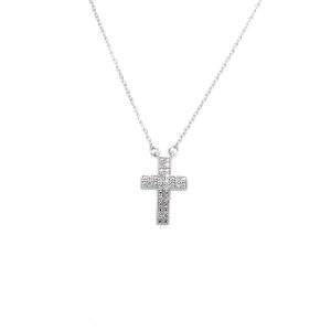 Sterling Silver Diamond Cross Pendant