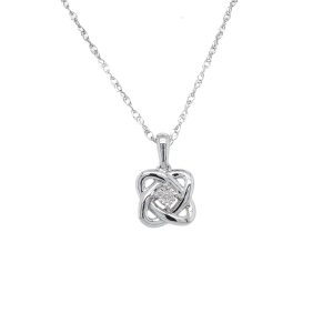 Sterling Silver Diamond Knot Pendant