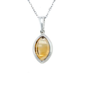 Sterling Silver Citrine Marquise Pendant