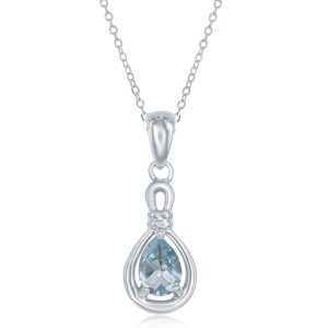 Sterling Silver Blue Topaz Pear Pendant