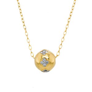 Sterling Silver Yellow Gold Plated Lab Grown Diamond Ball Pendant